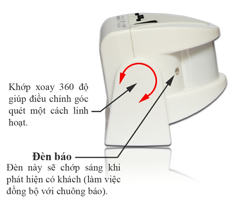 Báo khách báo trộm 001B và đế xoay Báo khách báo trộm 001B và đế xoay