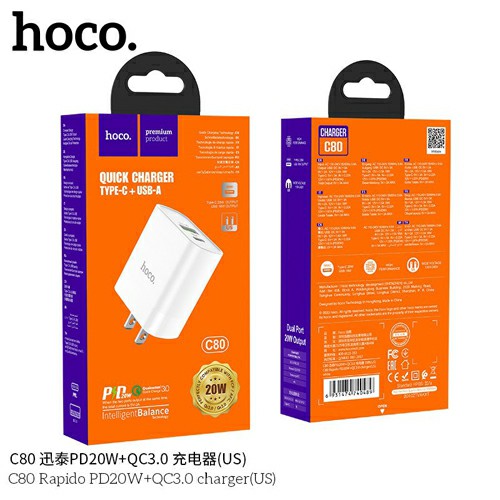 Cóc sạc điện thoại Hoco C80 20W - Sạc nhanh